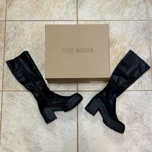 Steve Madden Lalo Block Heel Black Knee-High Boot (Size 8)(Women)